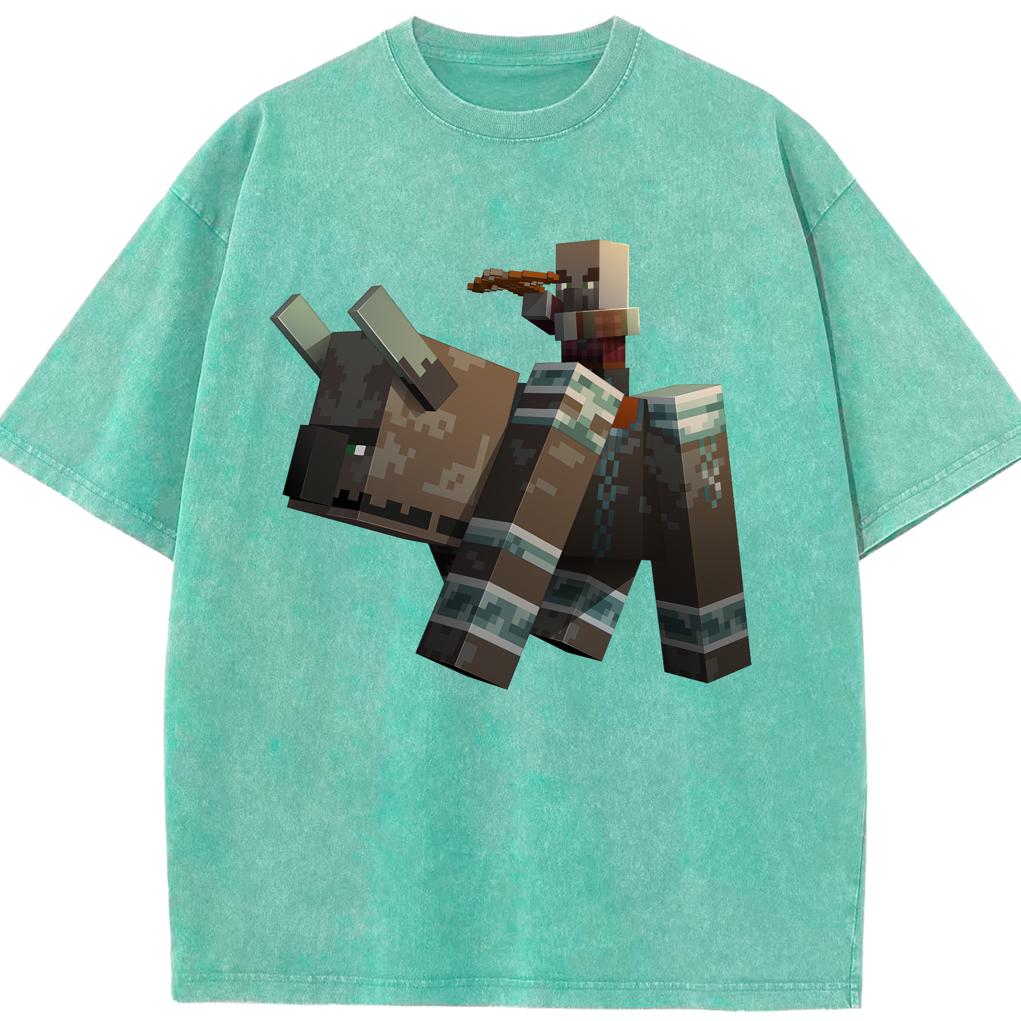 （画像用） マインクラフト ブロックの世界 Minecraft MC Block world 綿100% ヴィンテージ風 半袖Tシャツ（フロントプリント）